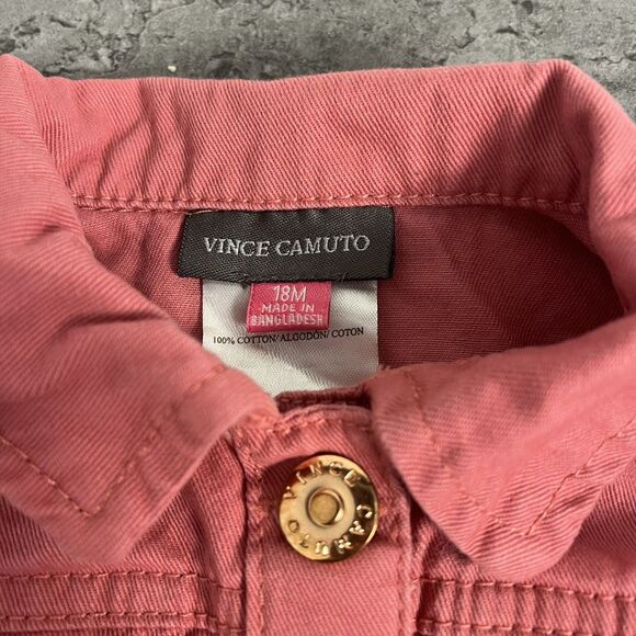Vince Camuto Jacket Girls 18 Month Pink Denim Button Up Flap Pockets Long Sleeve - Picture 3 of 5